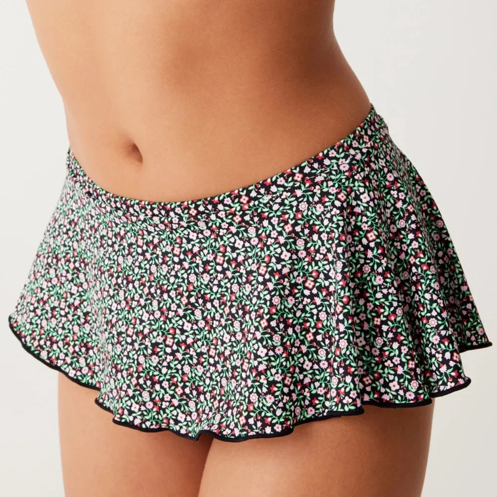 Frankie's Bikinis Floral Black Pink Green Bikini Set
